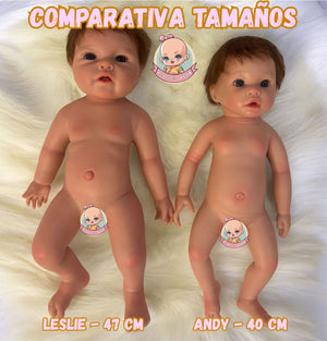 Muñeca Reborn Silicona Pelo Andy Niña 40cm / 1,7kg - Bebe 🍼 y hace Pis 💧