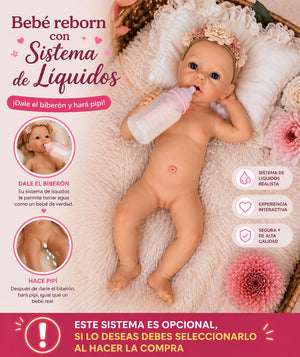 Muñeca Reborn Silicona Anuk Niña 40cm / 1,7kg - Bebe 🍼 y hace Pis 💧
