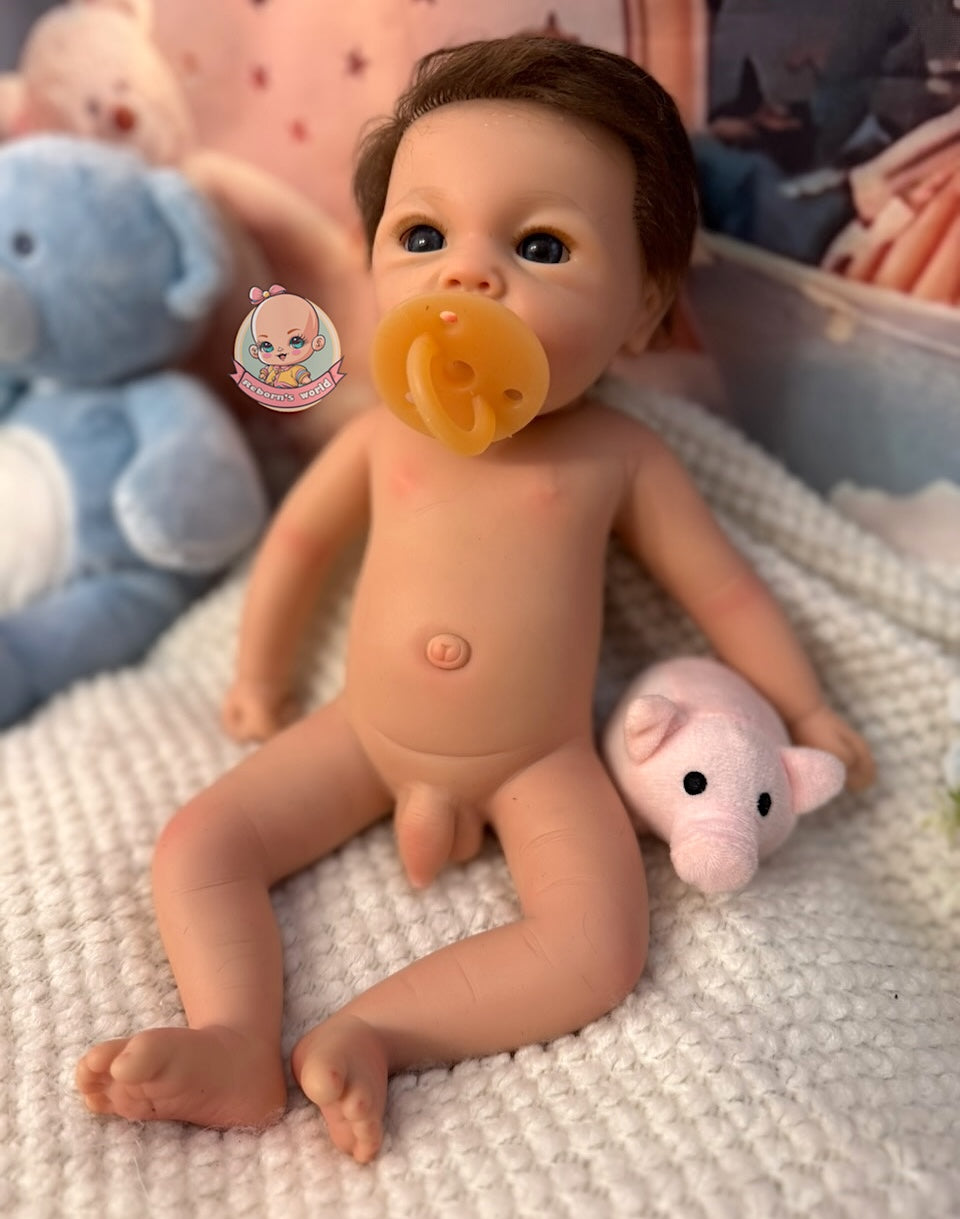 Muñeco Reborn Silicona Pelo Leslie Prematuro Niño 36cm / 1,6kg