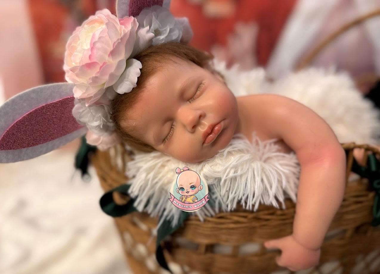 Muñeca Reborn Silicone Pelo Lou Lou Ojos Cerrados Niña 46cm / 2,8kg