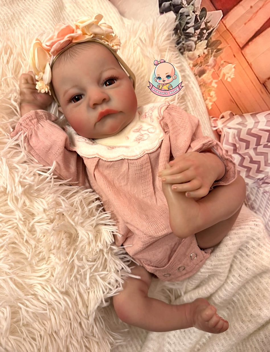 Muñeca Reborn Niña Cuerpo Completo Vinilo para Bañar Levi Ojos Abiertos