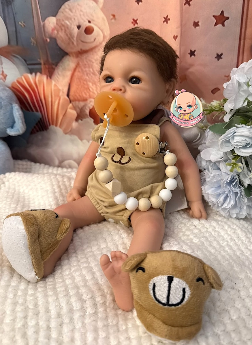 Muñeco Reborn Silicona Pelo Leslie Prematuro Niño 36cm / 1,6kg
