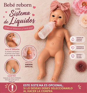 Muñeca reborn silicona Leslie Sistema Liquidos Info