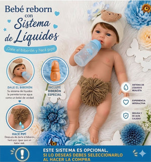Muñeco Reborn Leslie Niño Pelo Liquidos