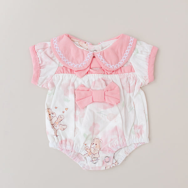 Pelele manga corta rosa y cuello bobo - Para bebés reborn de 33 a 45 cm