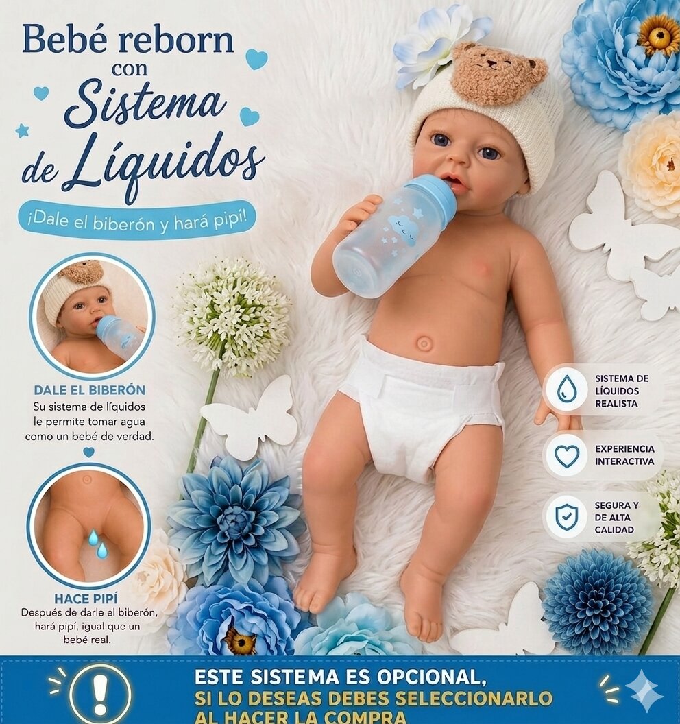 Muñeco Reborn Silicona Anuk Niño 40cm / 1,7kg - Bebe 🍼 y hace Pis 💧