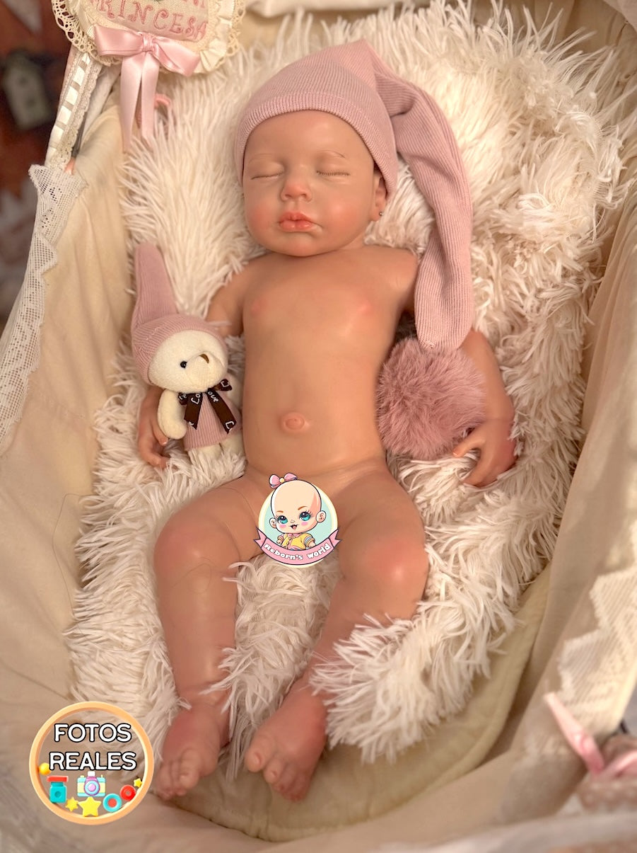 Muñeca Reborn Silicona Lou Lou Ojos Cerrados Niña 46cm / 2,8kg 