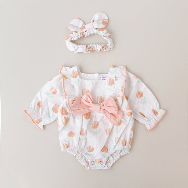 Pelele flores y volantes con lazo – Para bebés reborn de 44 a 52 cm