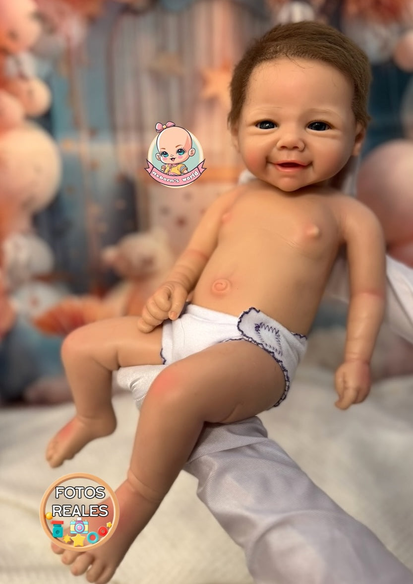 Muñeco Reborn Silicona Pelo Carles Niño 46cm / 2,7kg