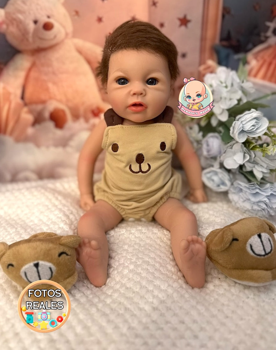 Muñeco Reborn Silicona Pelo Leslie Prematuro Niño 36cm / 1,6kg