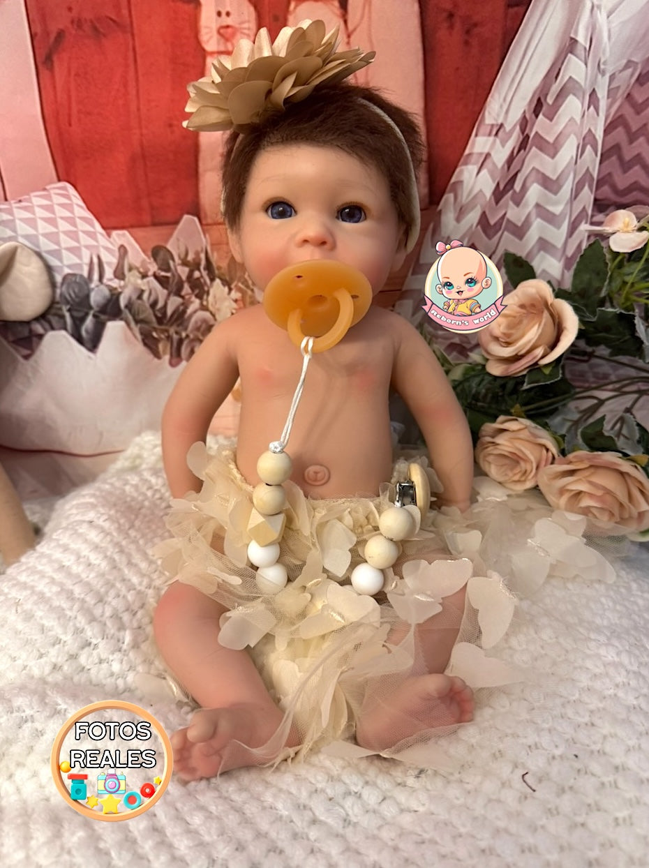 Muñeca Reborn Silicona Pelo Iris Niña 36cm / 1,6kg