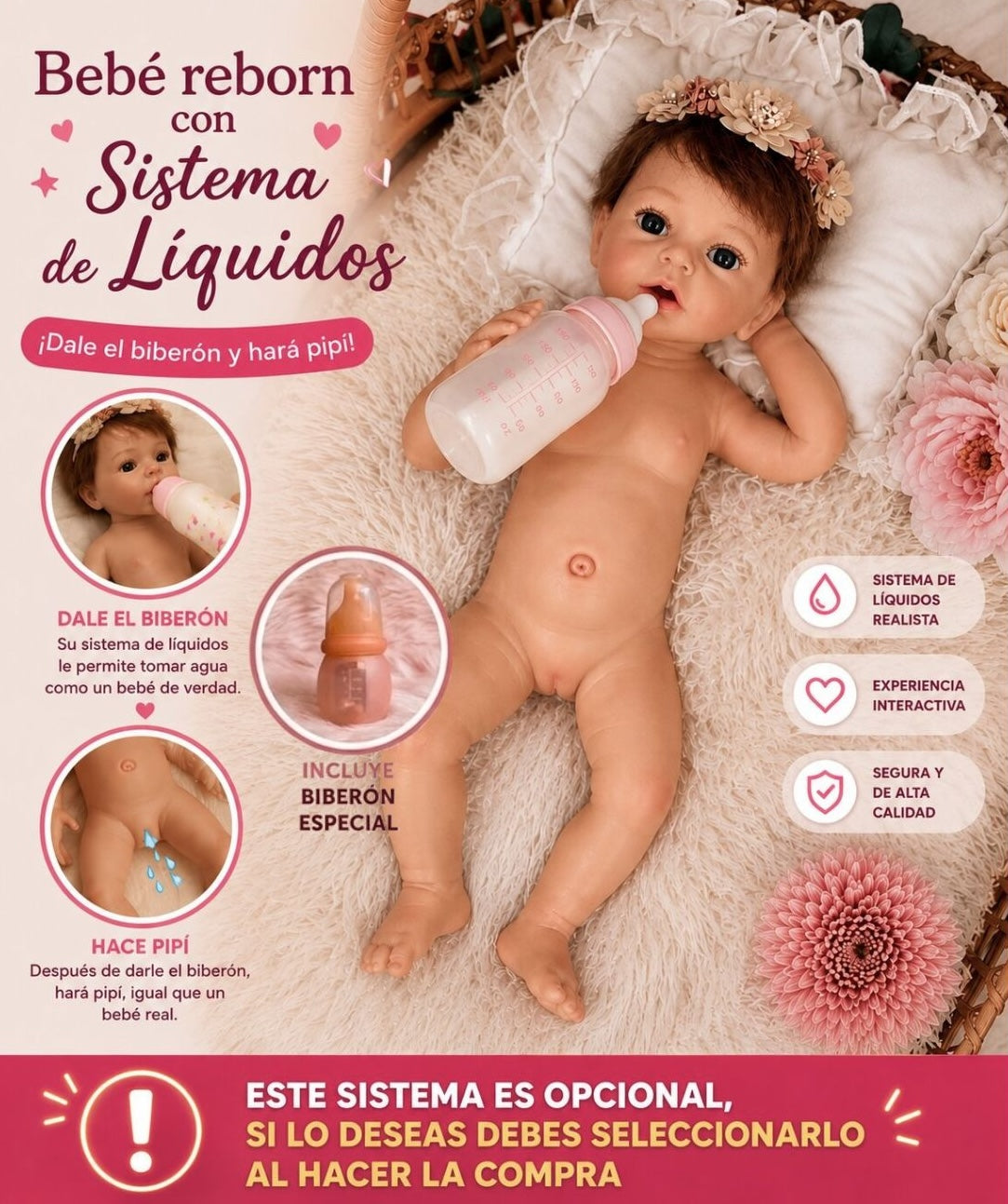 Muñeca Reborn Anuk Nina Pelo Liquidos Info