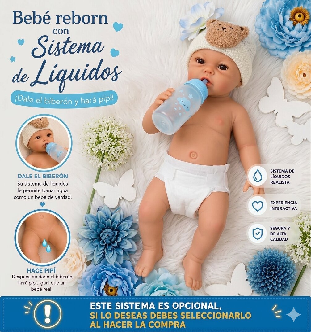 Muñeco Reborn Leslie Niño Sistema Liquidos Info