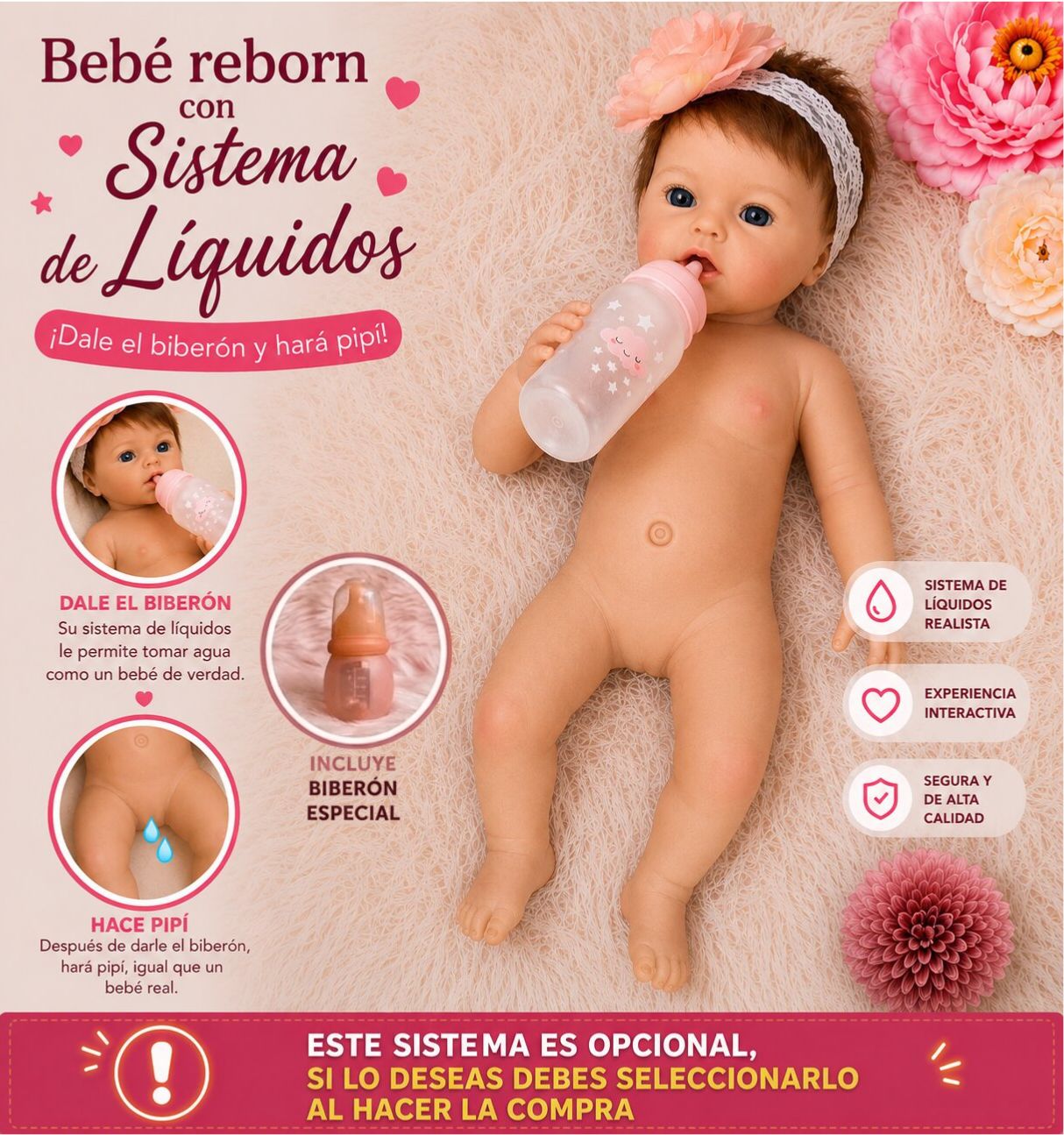 Muñeca Reborn Leslie Niña Pelo Info