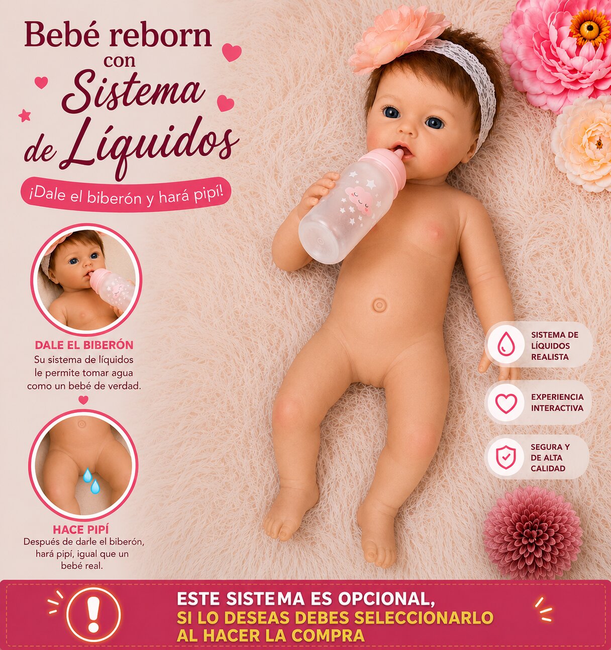 Muñeca Reborn Leslie Niña Pelo Info