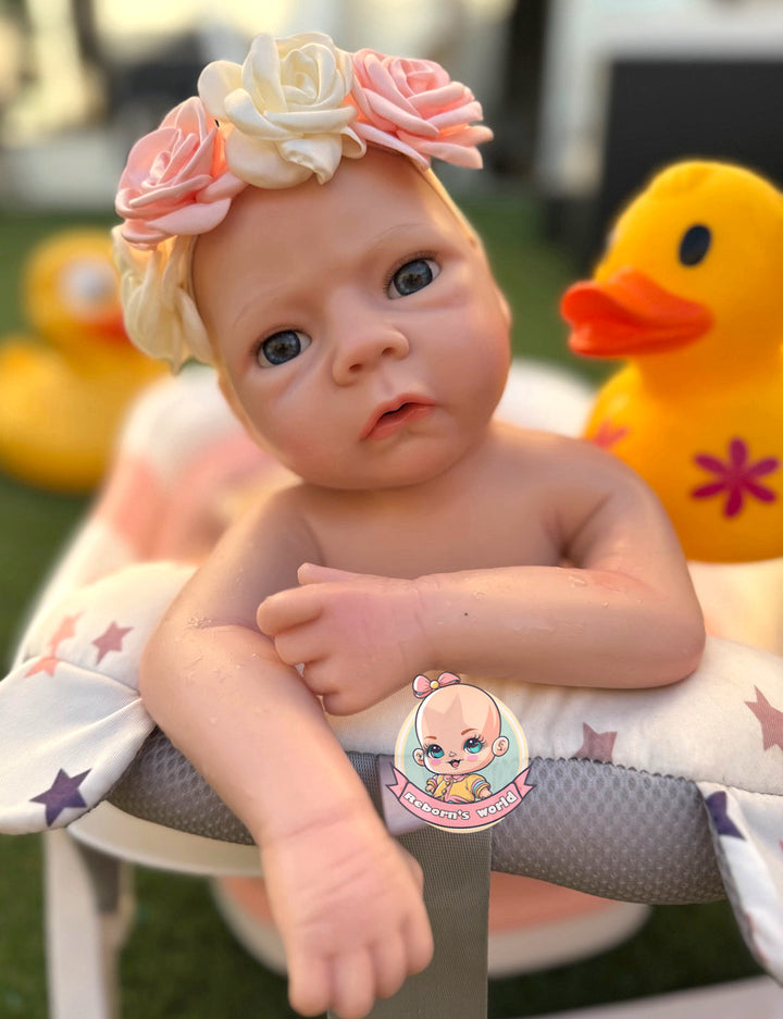 Muñeca reborn de silicona platino blanda Valeri bañar