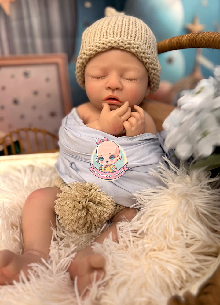 Muñeca reborn recien nacida silicona blanda entera platino bebe dormido Royal