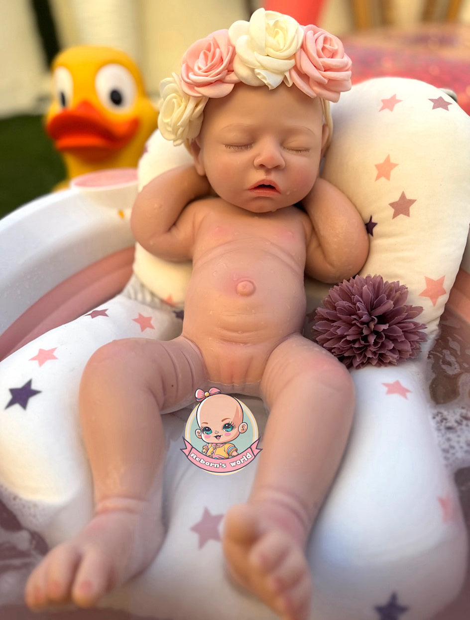 Muñeca reborn silicona blanda completa bañar y mojarse platino 