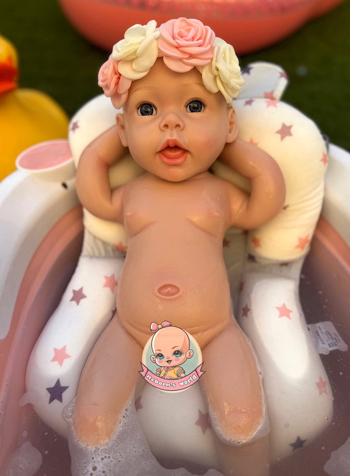Muñeca reborn silicona blanda completa bañar y mojarse platino Martina