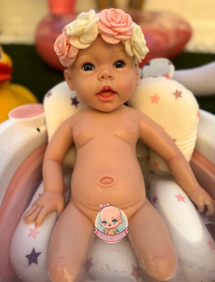 Muñeca reborn silicona blanda completa que pueda bañarse platino Martina