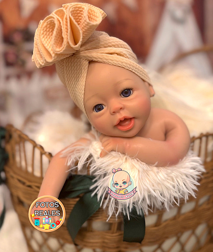 Muñeca reborn silicona blanda platino bimba cejas pestañas