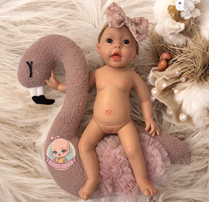 Muñeca reborn silicona blanda platino cuerpo entero cejas pestañas pelo Martina