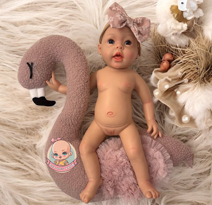 Muñeca reborn silicona blanda platino cuerpo entero cejas pestañas pelo Martina
