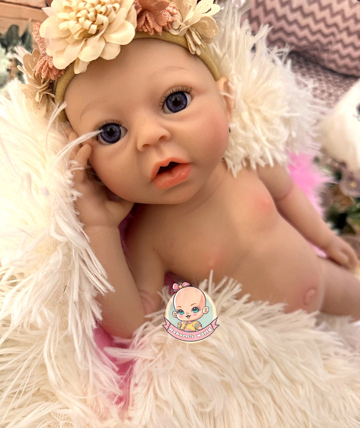 Muñeca reborn silicona blanda platino cuerpo entero ojos abiertos boca abierta para chupete de verdad Noa