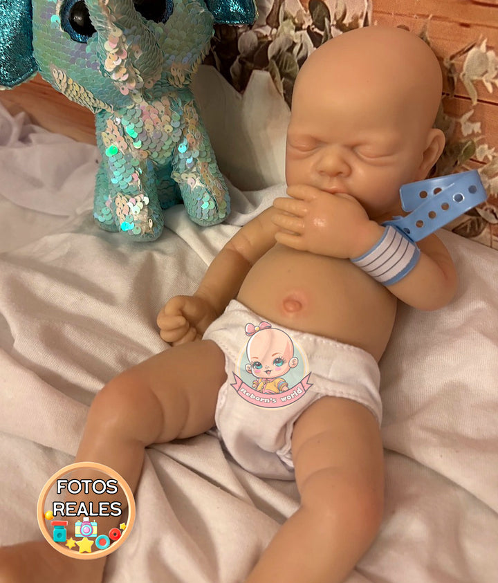 Muñeco reborn silicona blanda platino cuerpo entero ojos abiertos niño