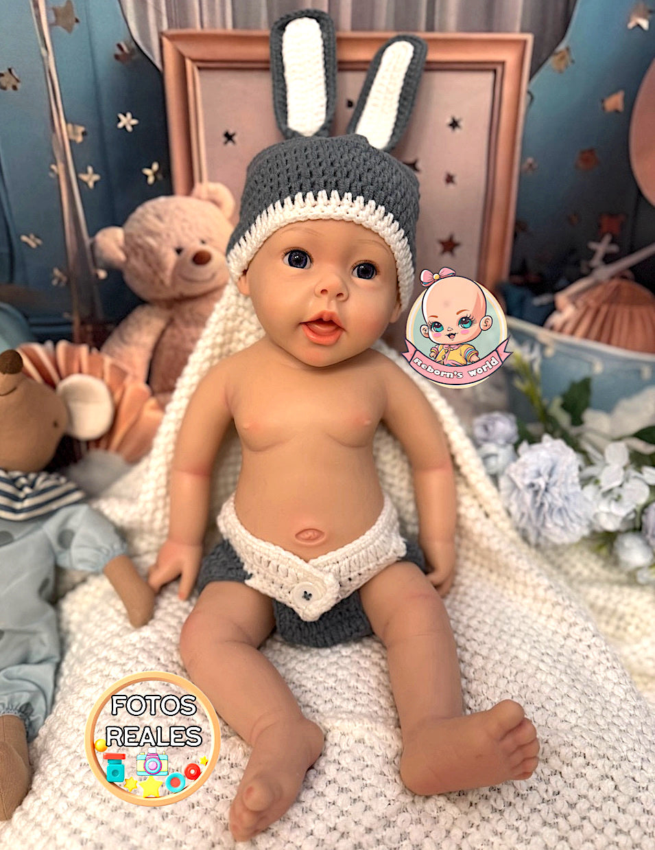 Muñeco reborn silicona blanda platino cuerpo entero ojos abiertos niño grande Martin