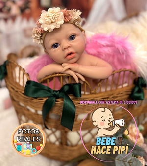 Muñeca Reborn Silicona Anuk Niña 40cm / 1,7kg - Bebe 🍼 y hace Pis 💧