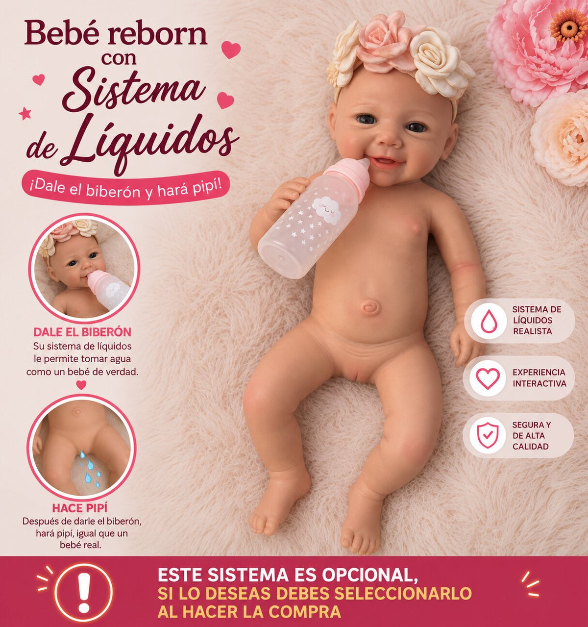 Muñeca Reborn Silicona Chloe Niña 46cm / 2,7kg - Bebe 🍼 y hace Pis 💧