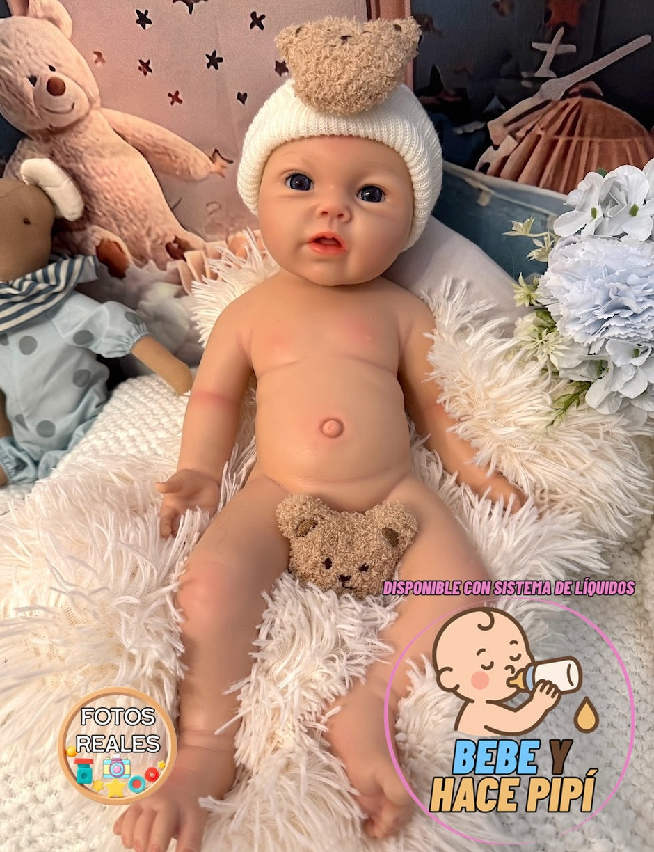 muñeco reborn leslie nino sistema liquidos bebe y pipi