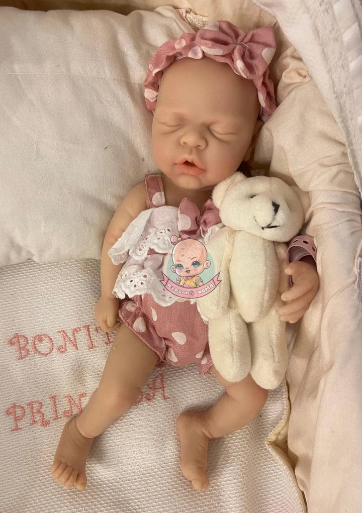 Muñeca reborn silicona blanda platino cuerpo entero ojos cerrados zoe